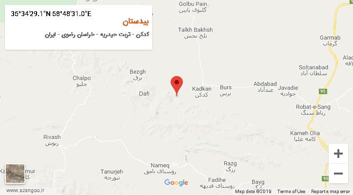 روستای بیدستان بر روی نقشه