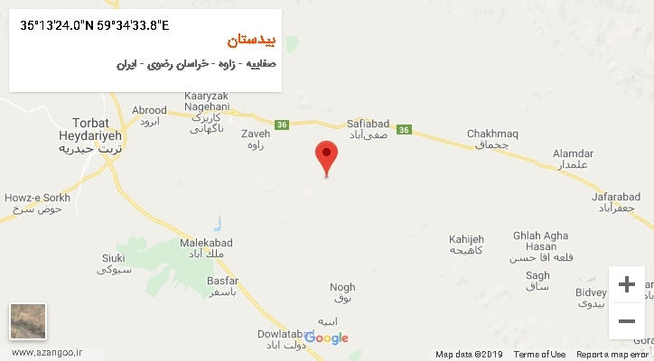 روستای بیدستان بر روی نقشه