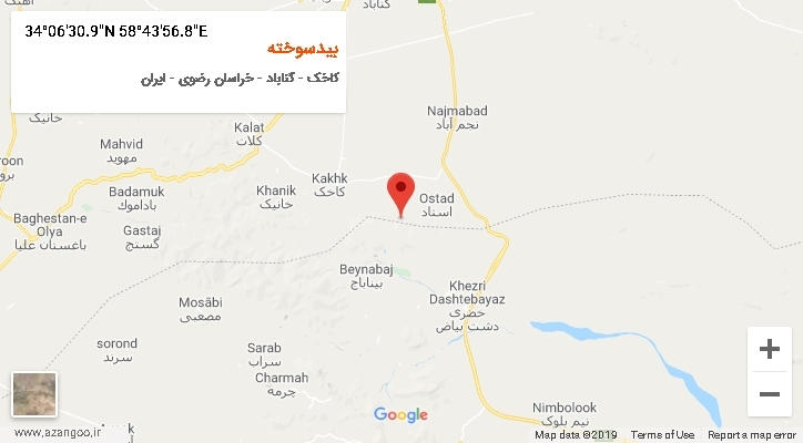 روستای بیدسوخته بر روی نقشه