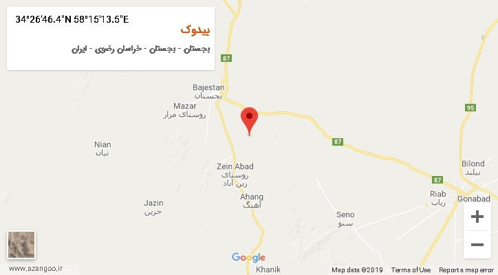 روستای بیدوک بر روی نقشه
