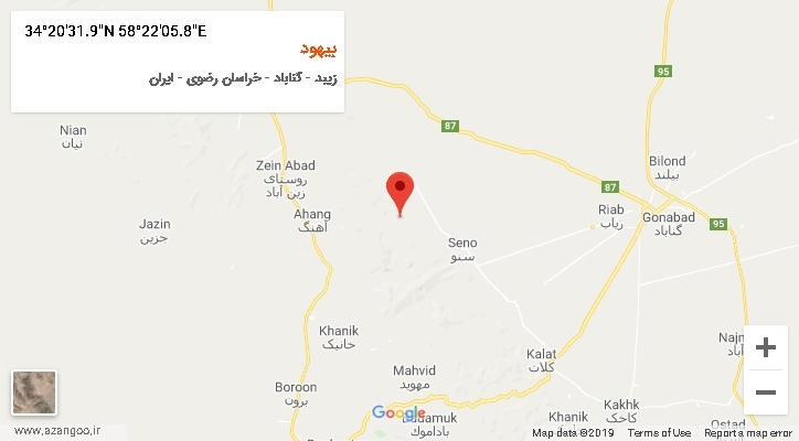 روستای بیهود بر روی نقشه