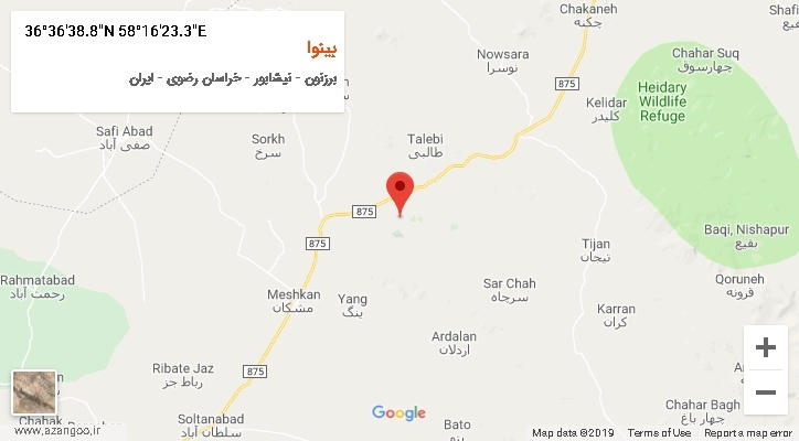 روستای بینوا بر روی نقشه
