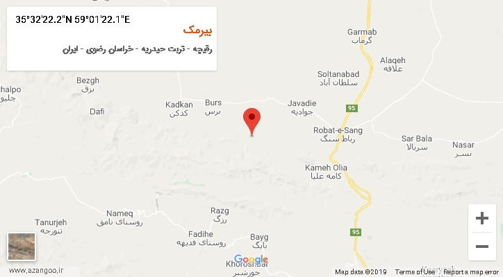 روستای بیرمک بر روی نقشه