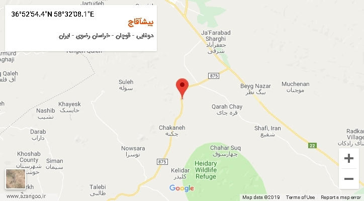 روستای بیشآقاج بر روی نقشه