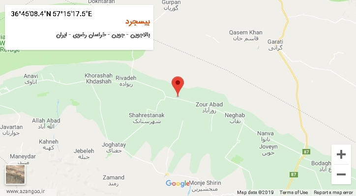روستای بیسجرد بر روی نقشه