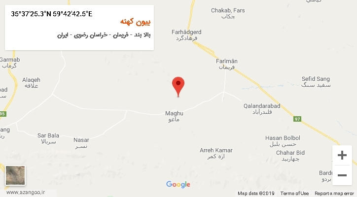 روستای بیون کهنه بر روی نقشه