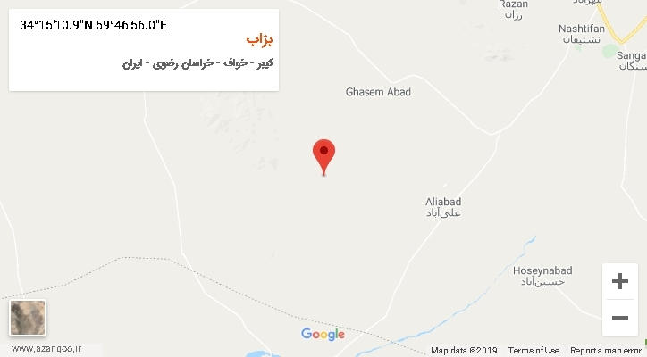 روستای بزاب بر روی نقشه