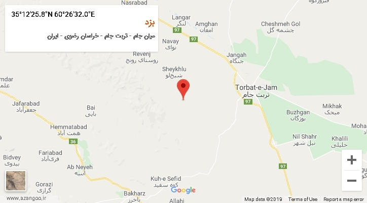 روستای بزد بر روی نقشه