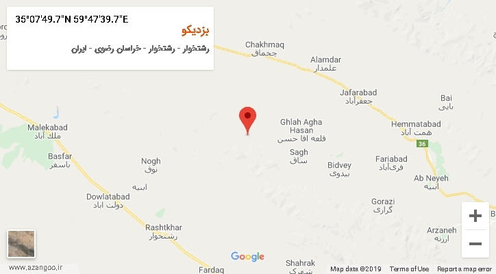 روستای بزدیکو بر روی نقشه