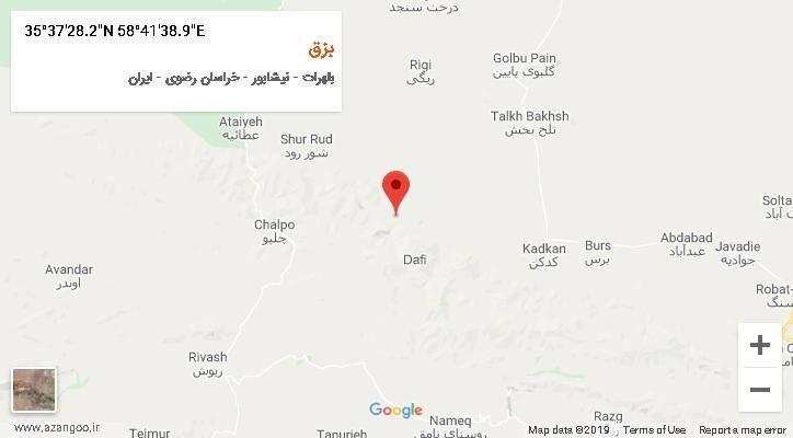 روستای بزق بر روی نقشه
