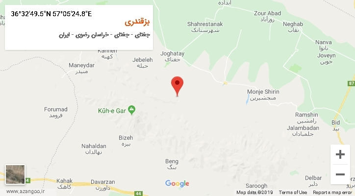 روستای بزقندری بر روی نقشه