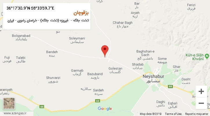 روستای بزقوچان بر روی نقشه