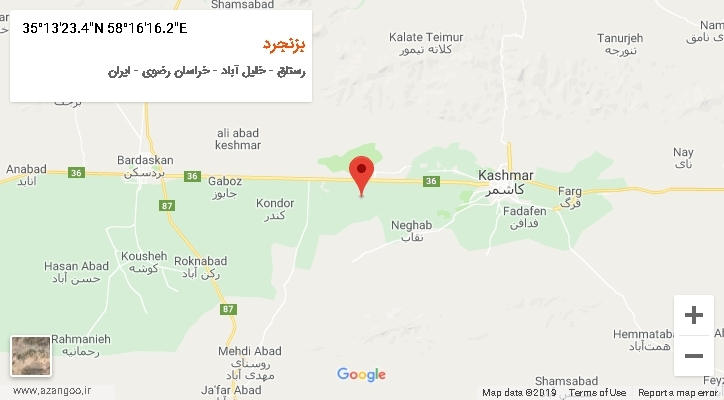 روستای بزنجرد بر روی نقشه