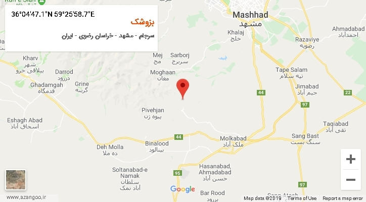 روستای بزوشک بر روی نقشه