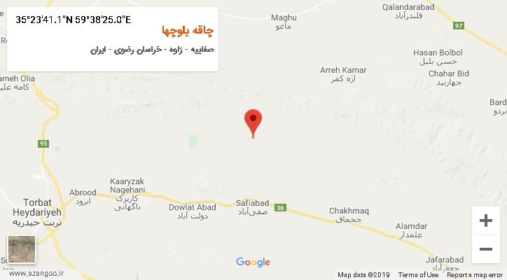 روستای چاقه بلوچها بر روی نقشه
