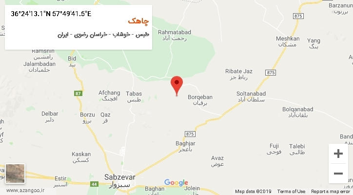 روستای چاهک بر روی نقشه