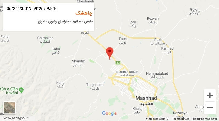 روستای چاهشک بر روی نقشه