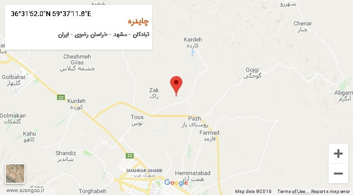 روستای چایدره بر روی نقشه