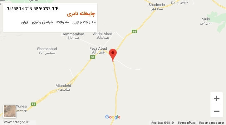 روستای چایخانه نادری بر روی نقشه