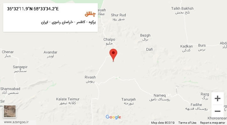 روستای چقلق بر روی نقشه