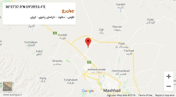 روستای چهاربرج بر روی نقشه