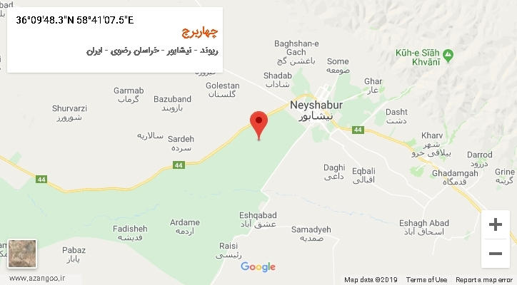 روستای چهاربرج بر روی نقشه