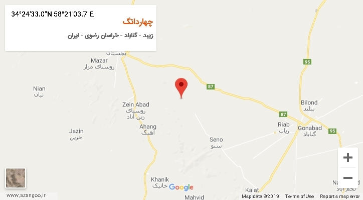 روستای چهاردانگ بر روی نقشه