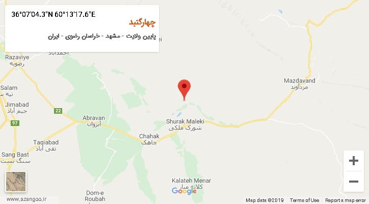 روستای چهارگنبد بر روی نقشه