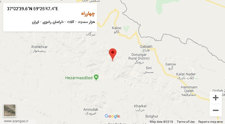 روستای چهارراه بر روی نقشه