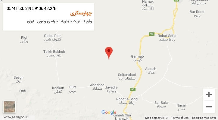 روستای چهارسنگزی بر روی نقشه