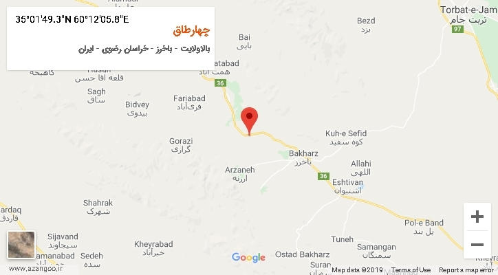 روستای چهارطاق بر روی نقشه
