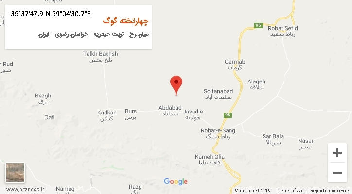 روستای چهارتخته گوگ بر روی نقشه