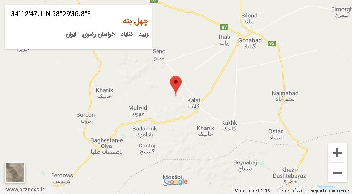 روستای چهل بنه بر روی نقشه
