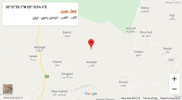 روستای چهل بوری بر روی نقشه