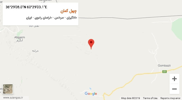 روستای چهل کمان بر روی نقشه