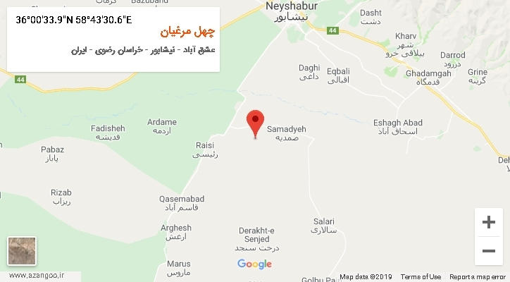 روستای چهل مرغیان بر روی نقشه