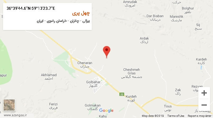 روستای چهل پری بر روی نقشه