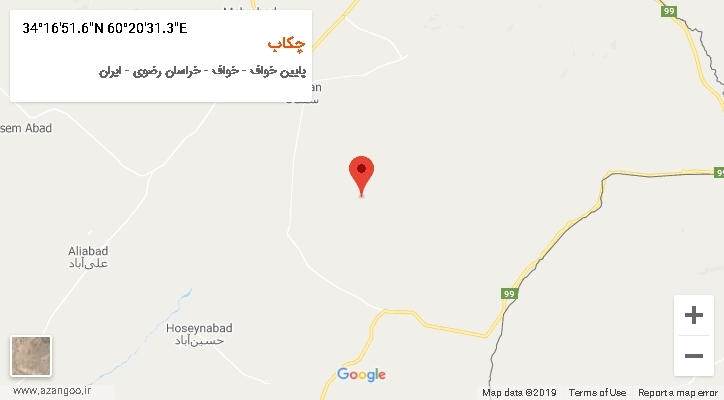 روستای چکاب بر روی نقشه