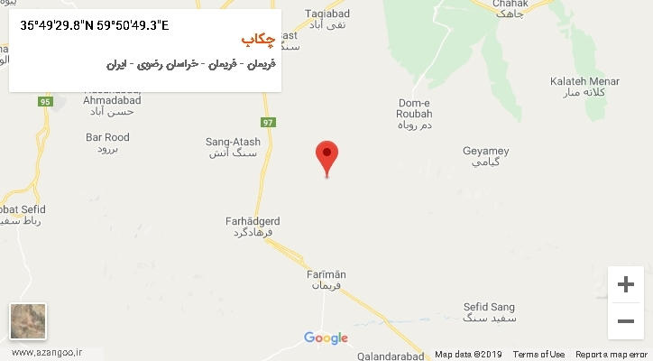 روستای چکاب بر روی نقشه