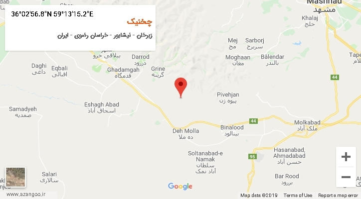 روستای چخنیک بر روی نقشه