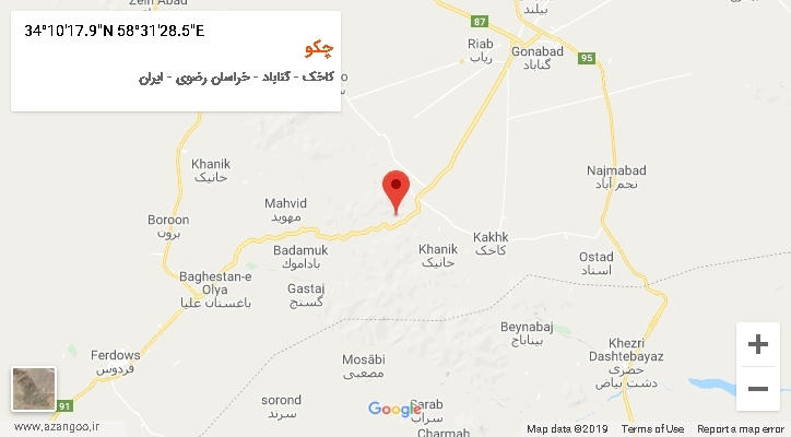 روستای چکو بر روی نقشه