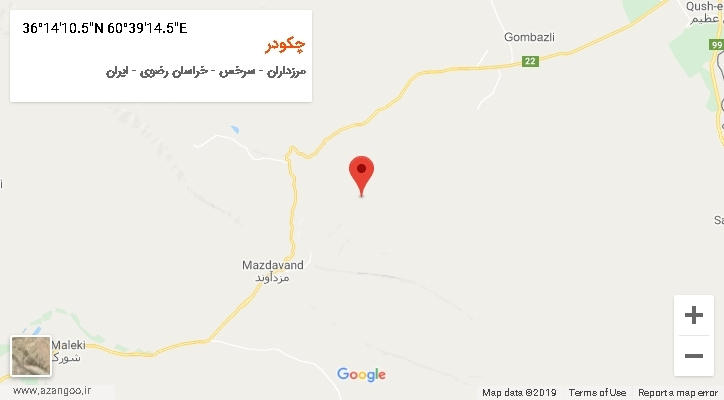روستای چکودر بر روی نقشه