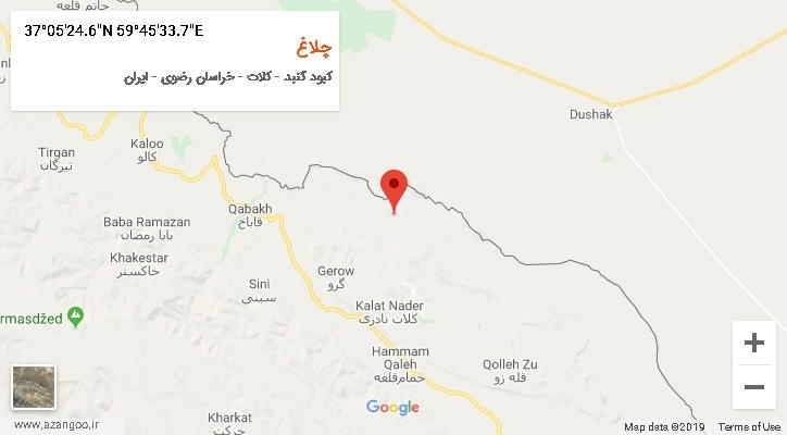 روستای چلاغ بر روی نقشه