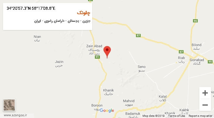 روستای چلونک بر روی نقشه