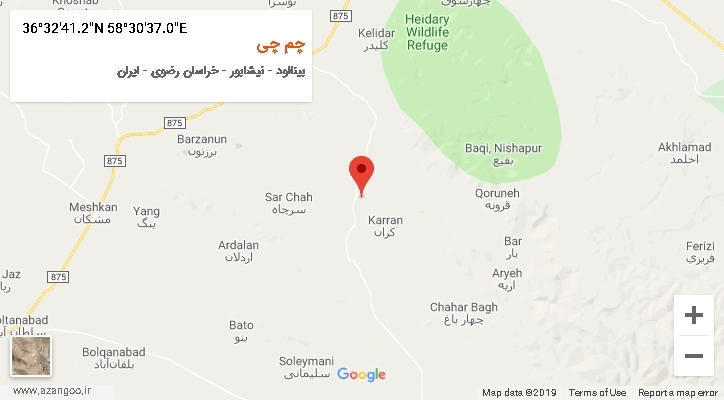 روستای چم چی بر روی نقشه