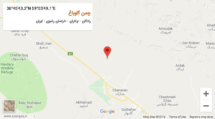روستای چمن گاوباغ بر روی نقشه