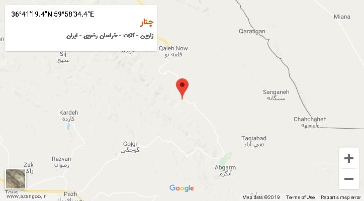 روستای چنار بر روی نقشه
