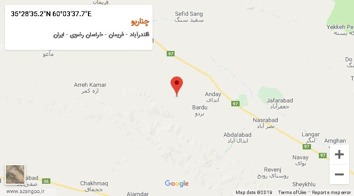 روستای چناربو بر روی نقشه