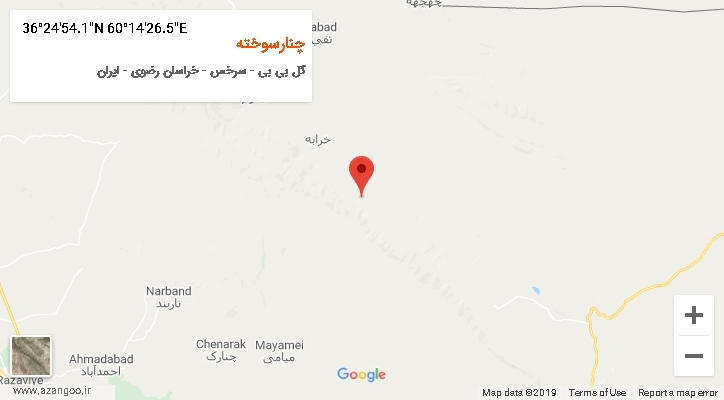 روستای چنارسوخته بر روی نقشه