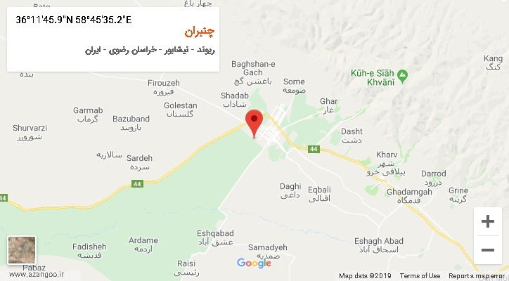 روستای چنبران بر روی نقشه